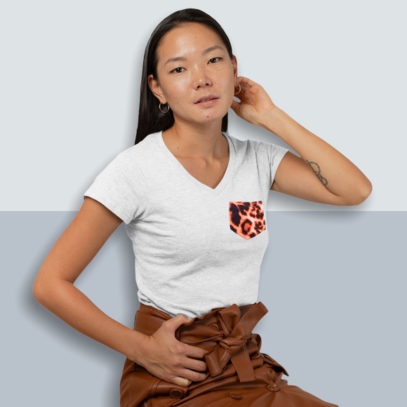 American Dream Tops - Leopard Print Pocket T-shirt